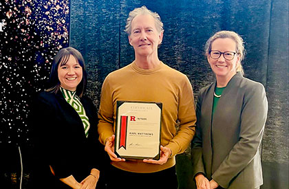 Office of Global Engagement Diredtor Megan Francis, Karl Matthews, and Executive Dean Laura Lawson.